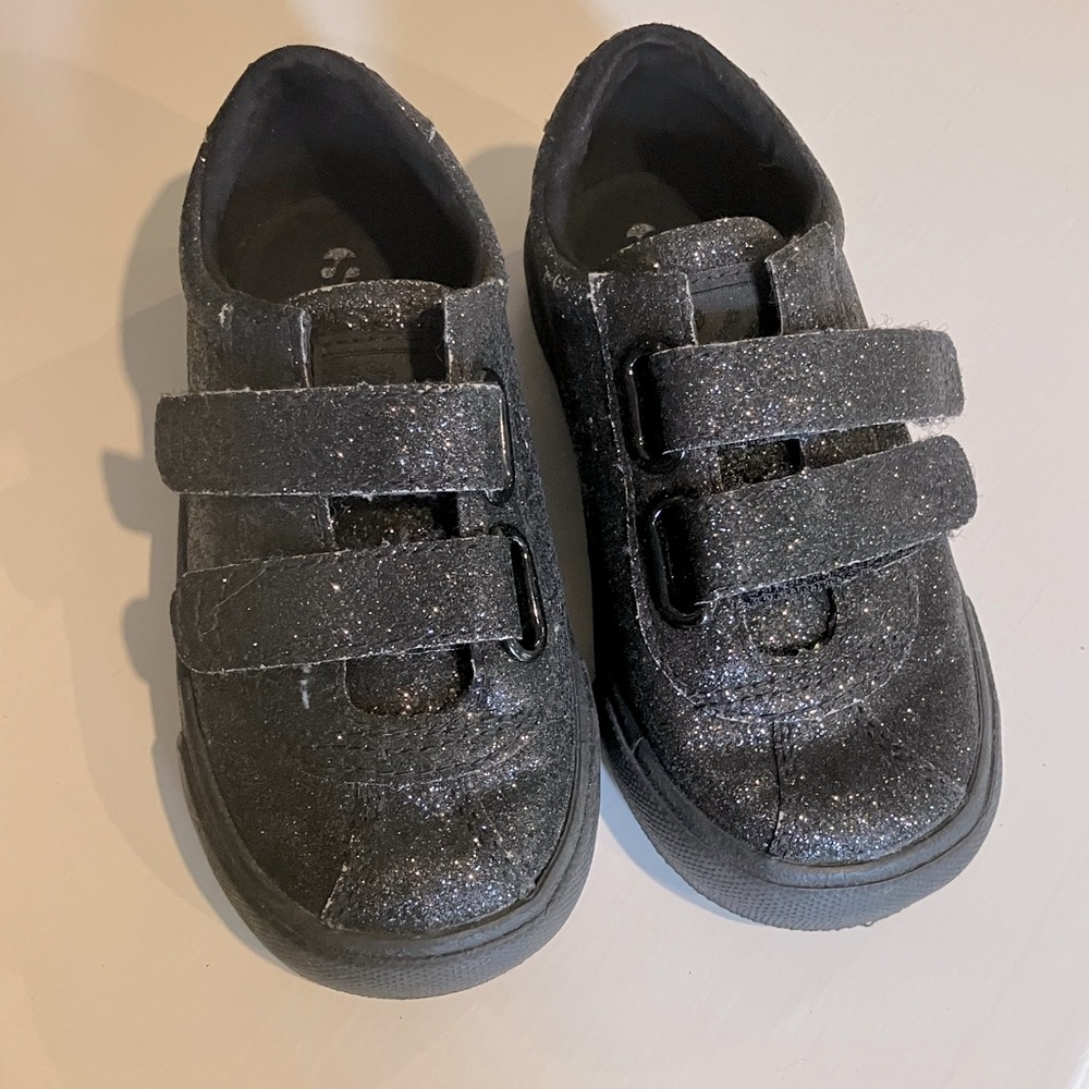 Black Metallic Superga - kids size 25